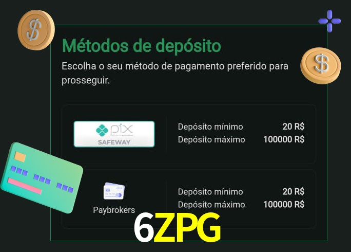O cassino 6ZPG oferece uma grande variedade de métodos de pagamento